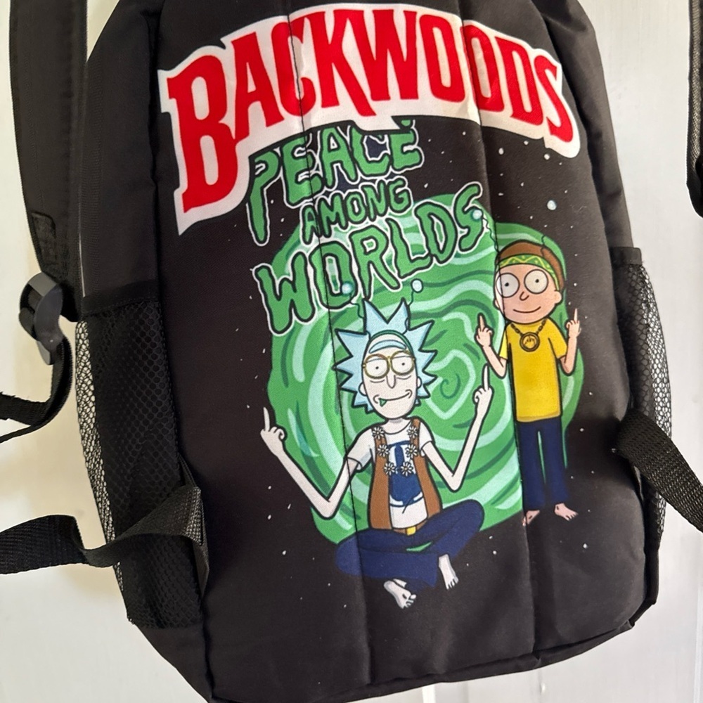 Rick and Morty  Black Graphic Backpack school comedy adult swim